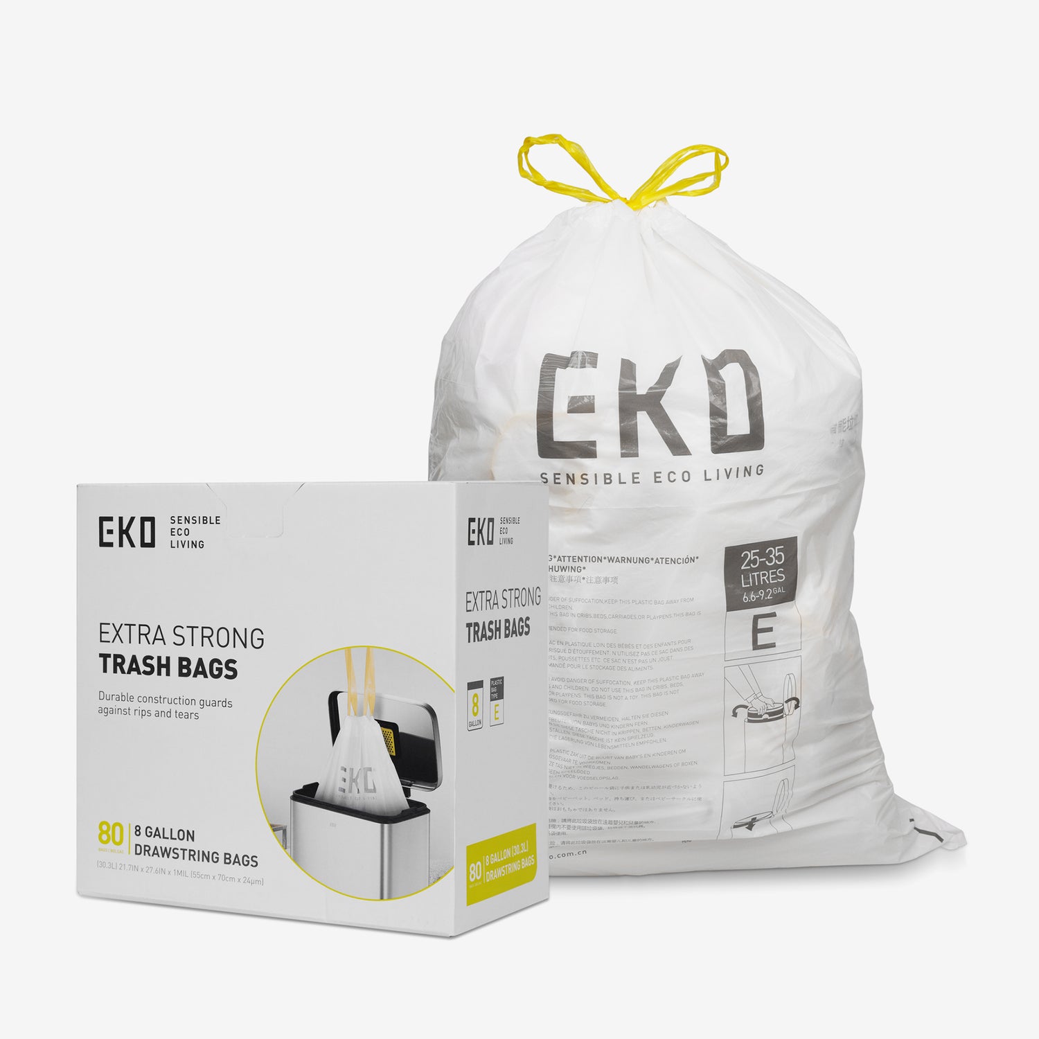 Box of Size E Bin Liners 25L-35L, 80 bags