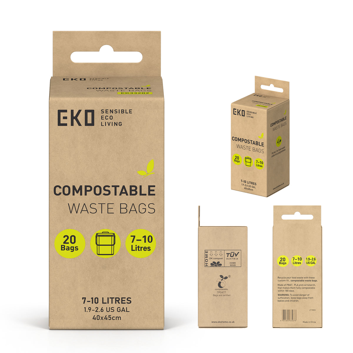 Compostable Bin Liners 7L-10L, 20 Bags