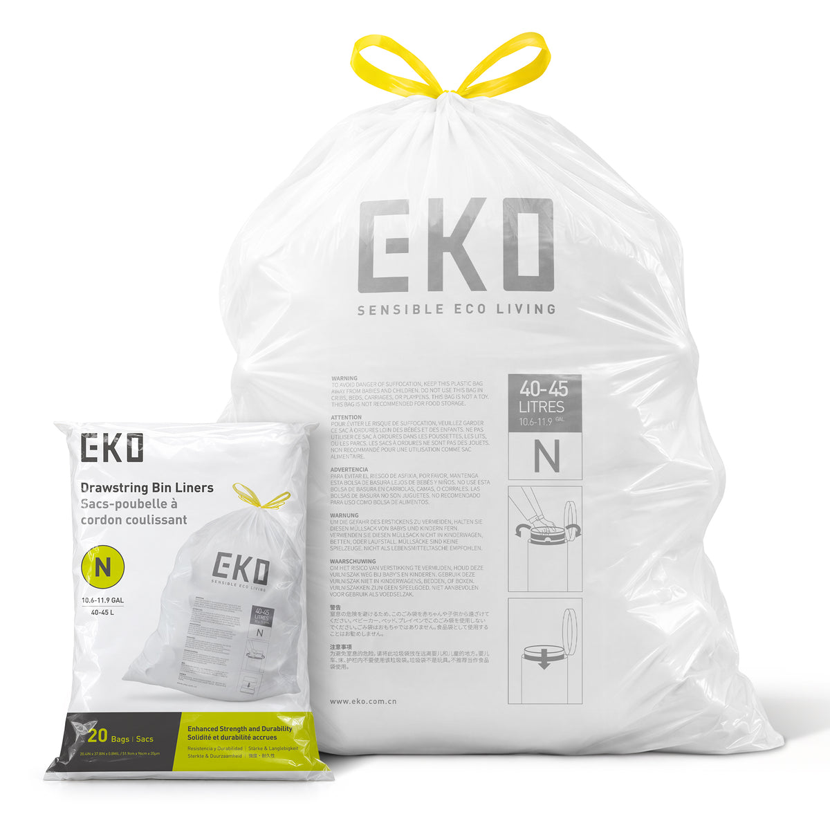 Size N Bin Liners 40L-45L, 20 bags