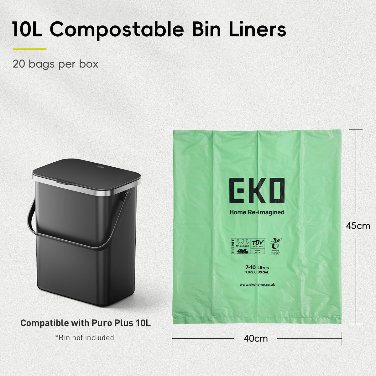 Compostable Bin Liners 7L-10L, 20 Bags