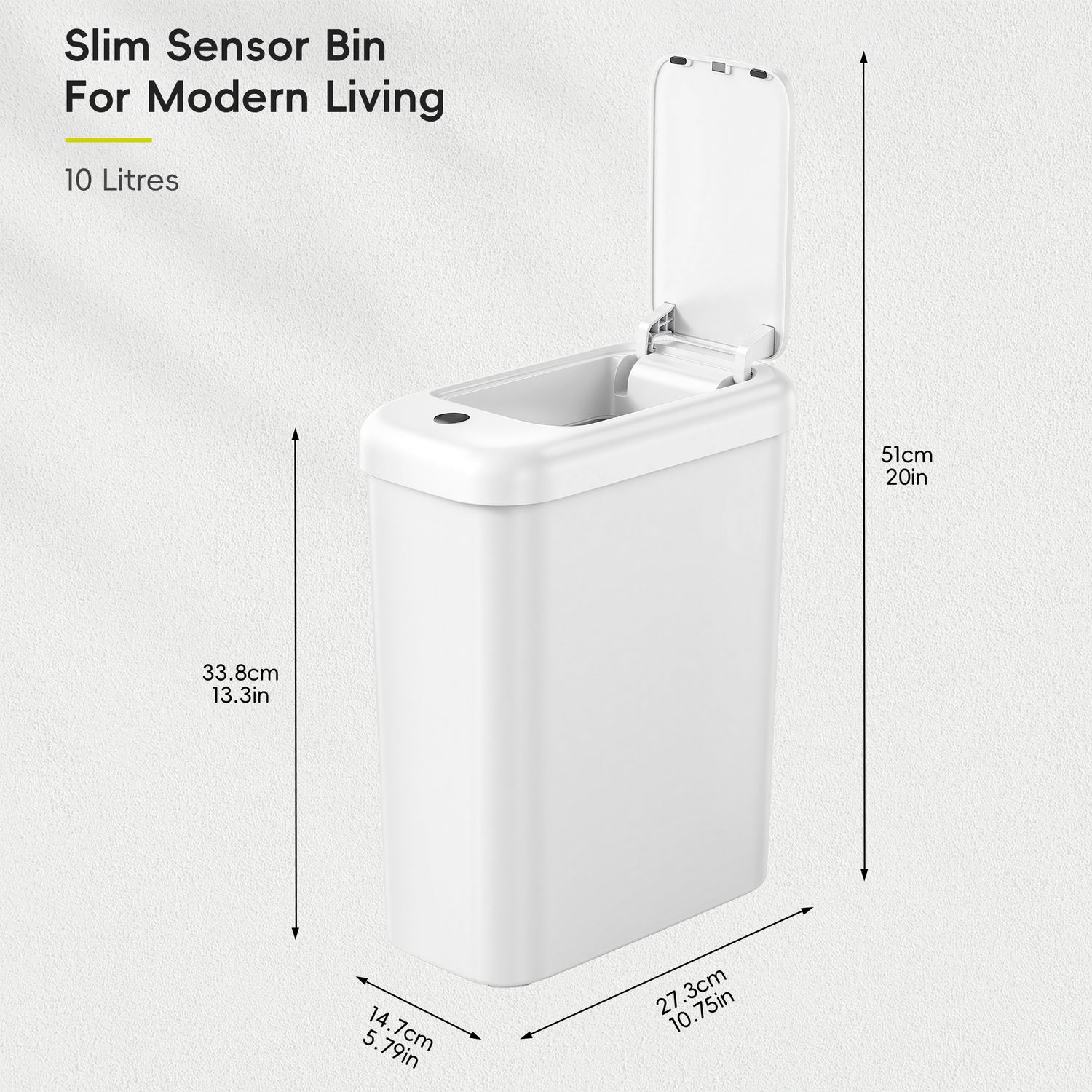 Morandi Slim Sensor Bin 10L