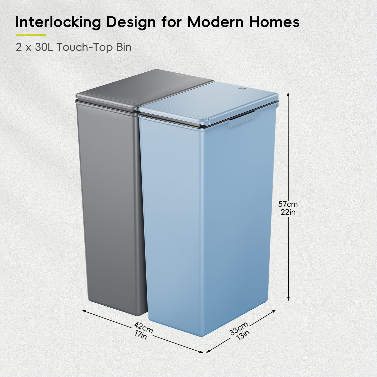 Morandi Touch Bin 30L Twin Pack