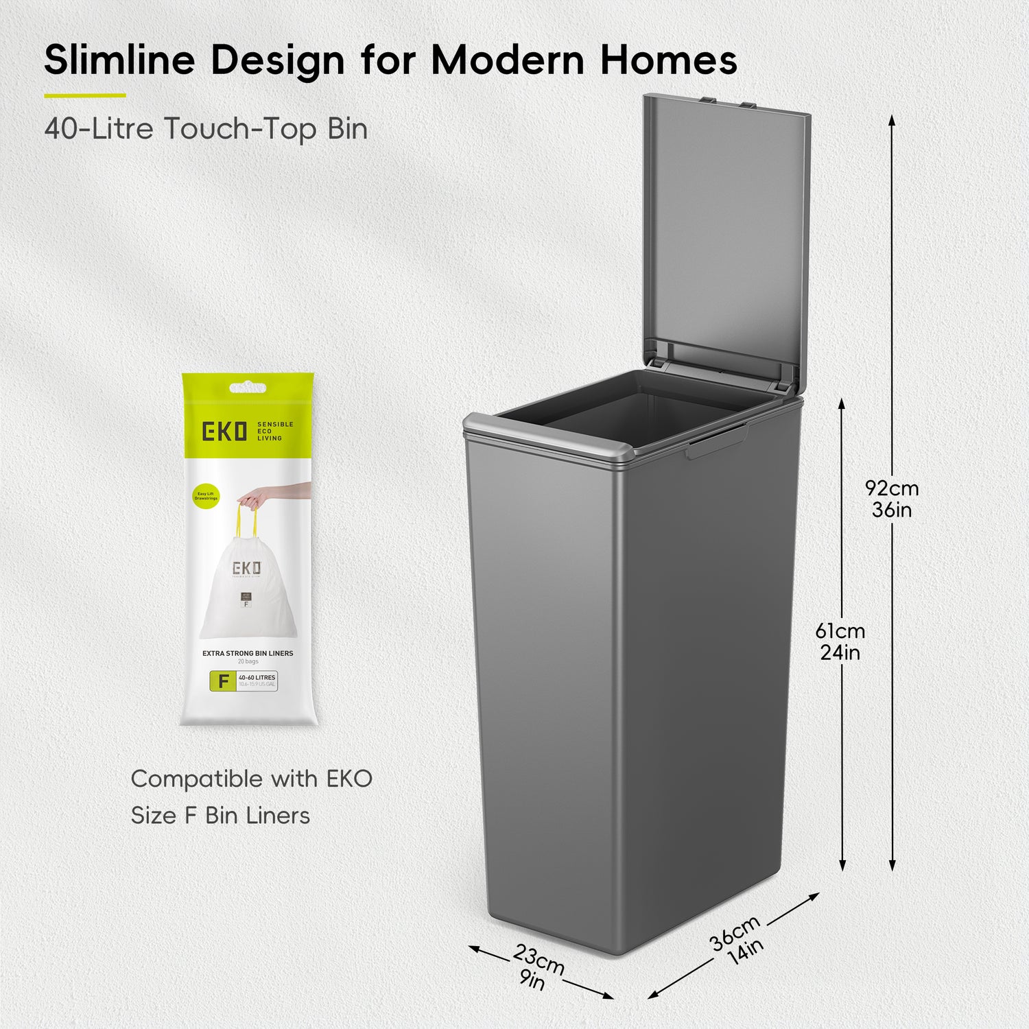 Morandi Touch Bin 40L Twin Pack