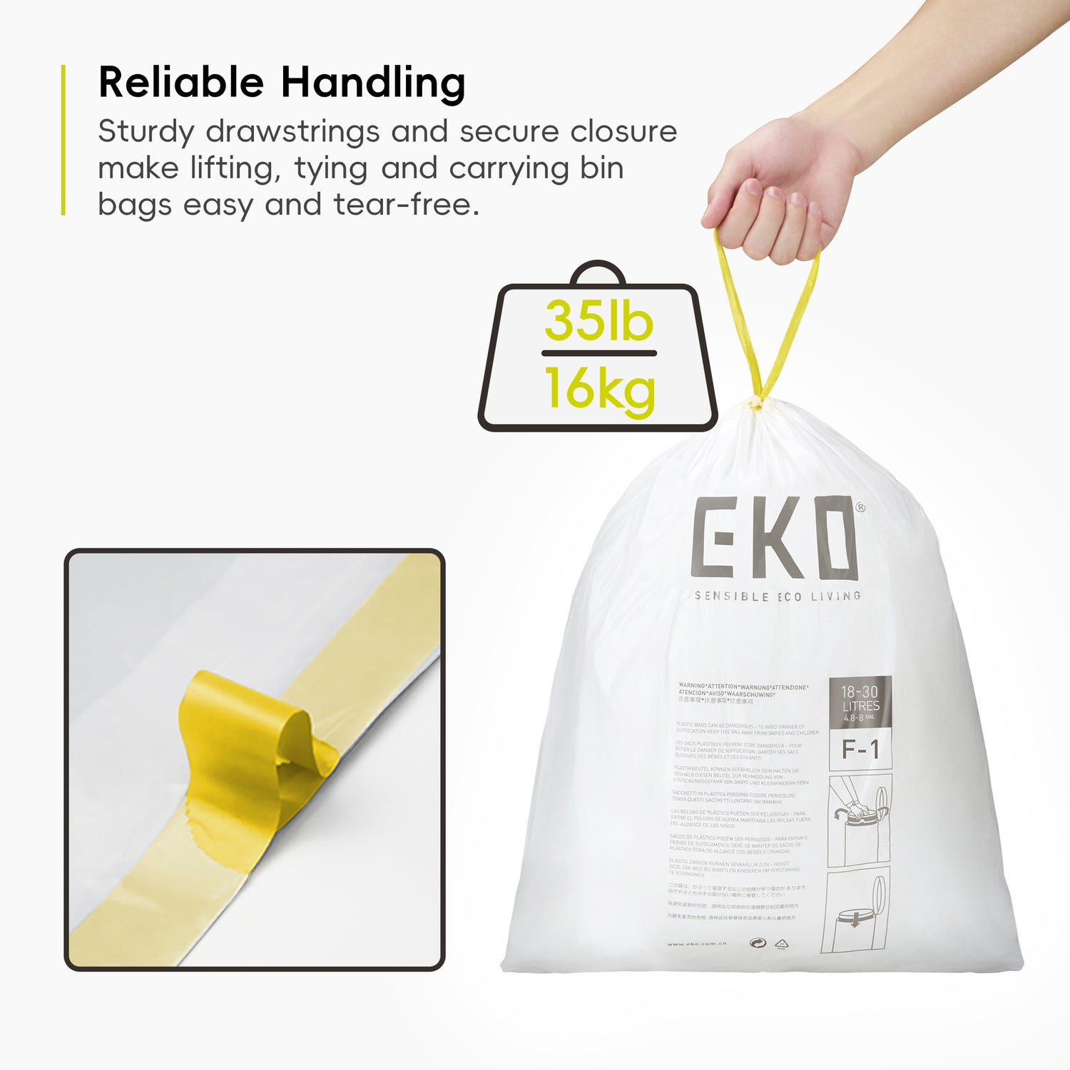 3 Pack of Size F-1 Bin Liners 18L-30L