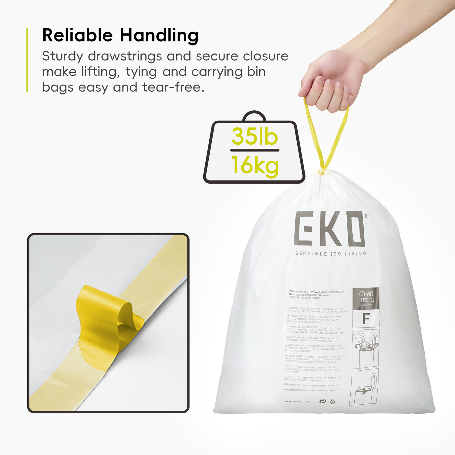 Size F Bin Liners 40L-60L, 12 bags