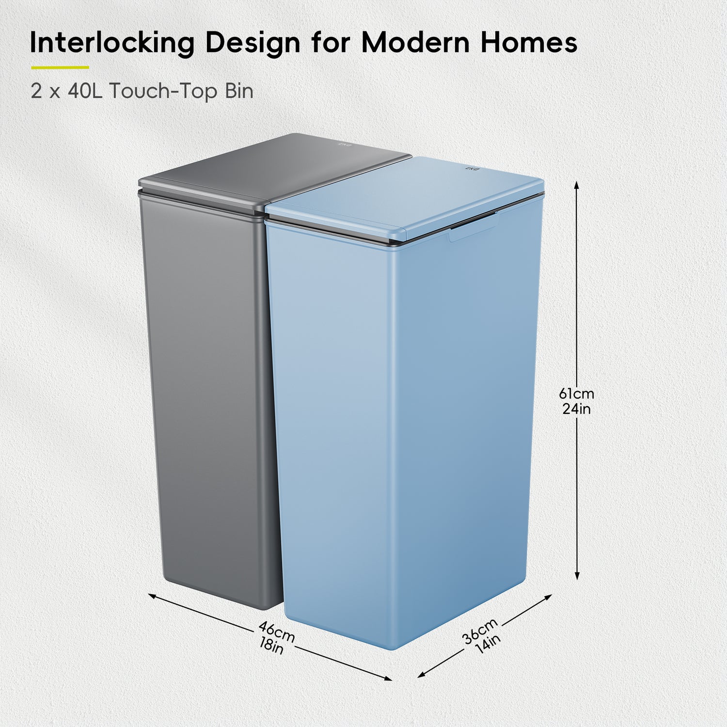 Morandi Touch Bin 40L Twin Pack