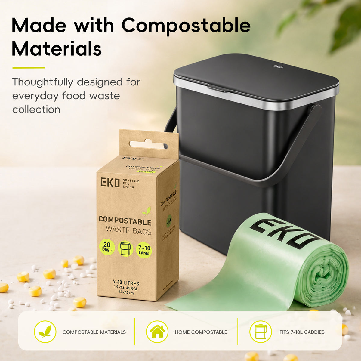 Compostable Bin Liners 7L-10L, 20 Bags