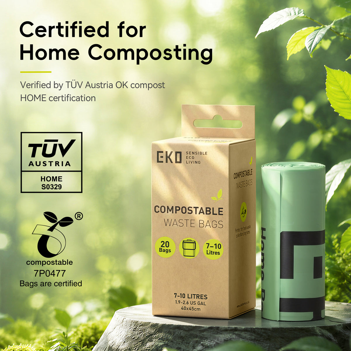 Compostable Bin Liners 7L-10L, 20 Bags