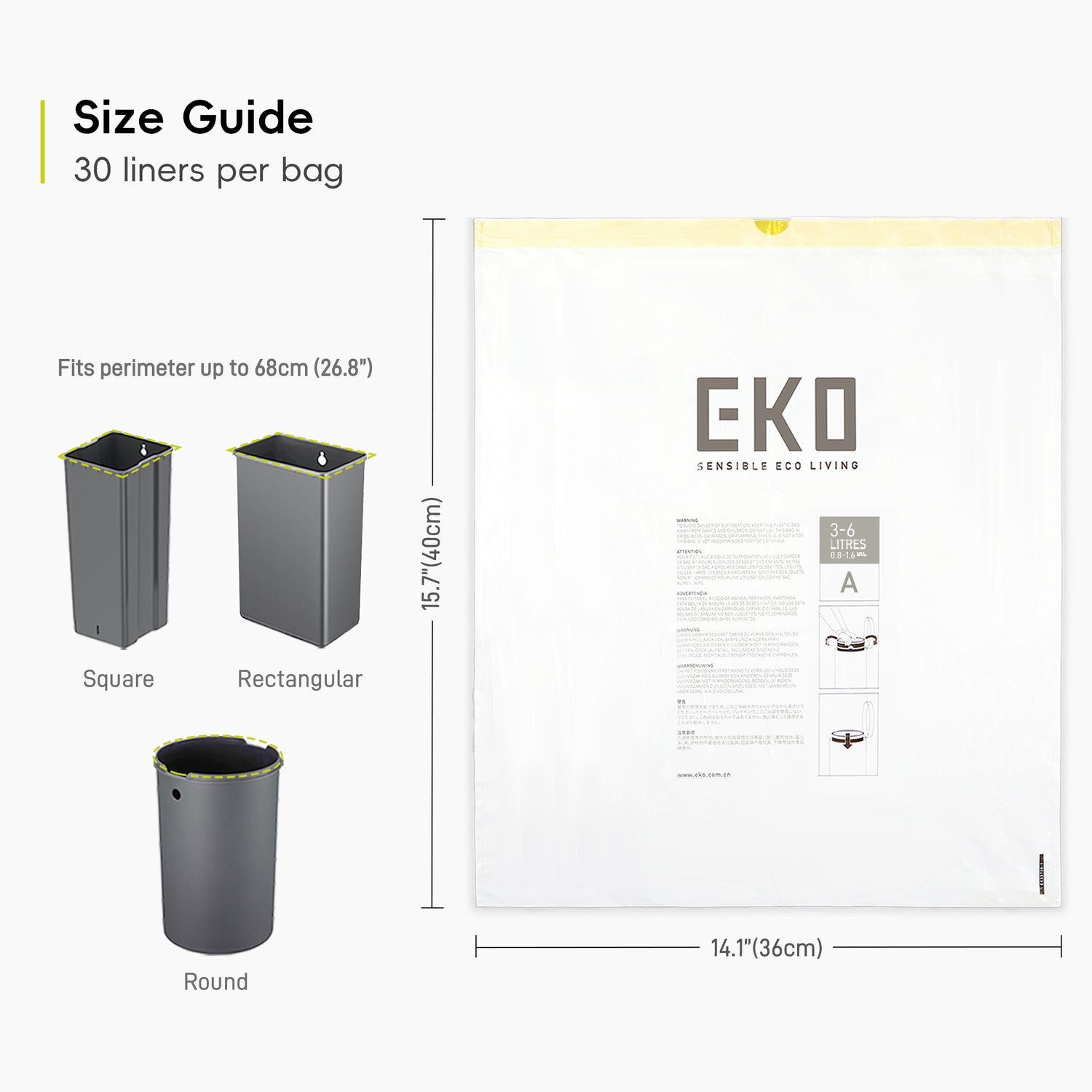3 Pack of Size A Bin Liners 3L-6L