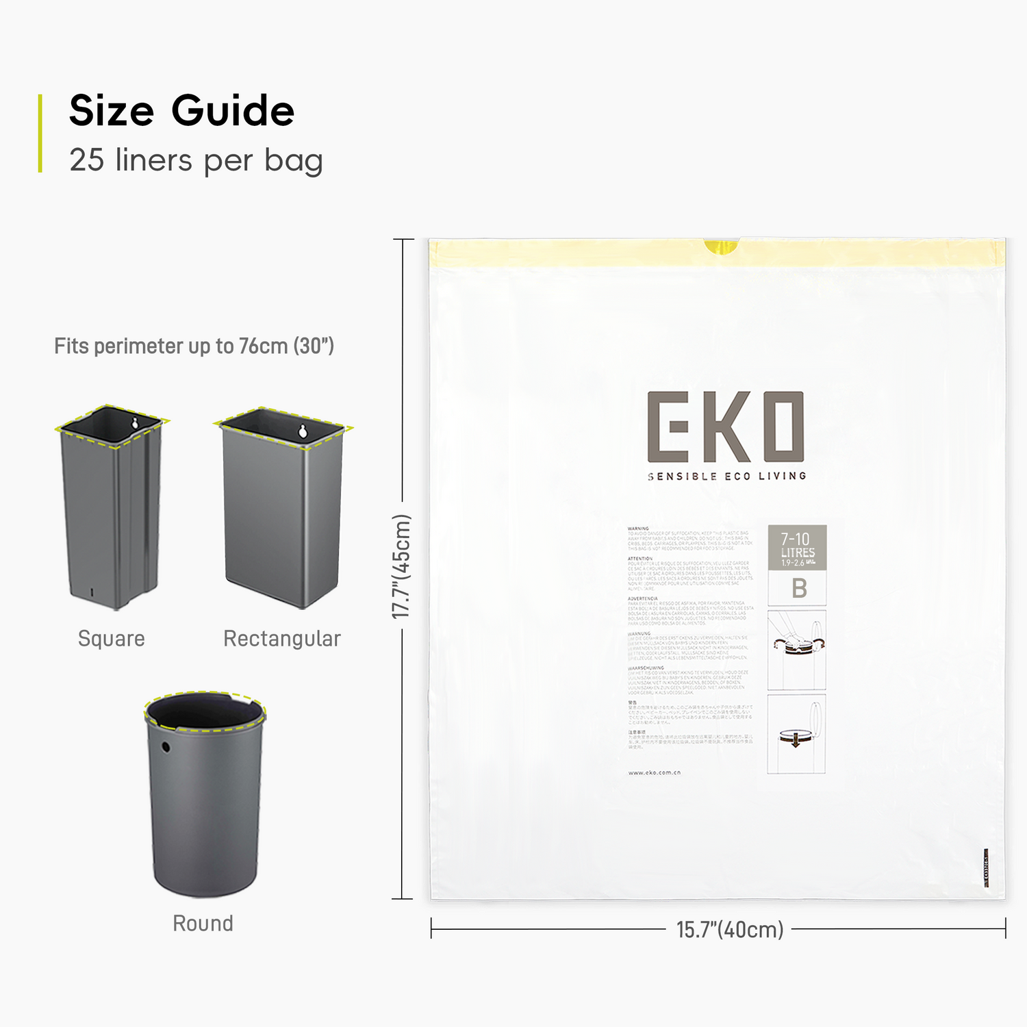 3 Pack of Size B Bin Liners 7L-10L