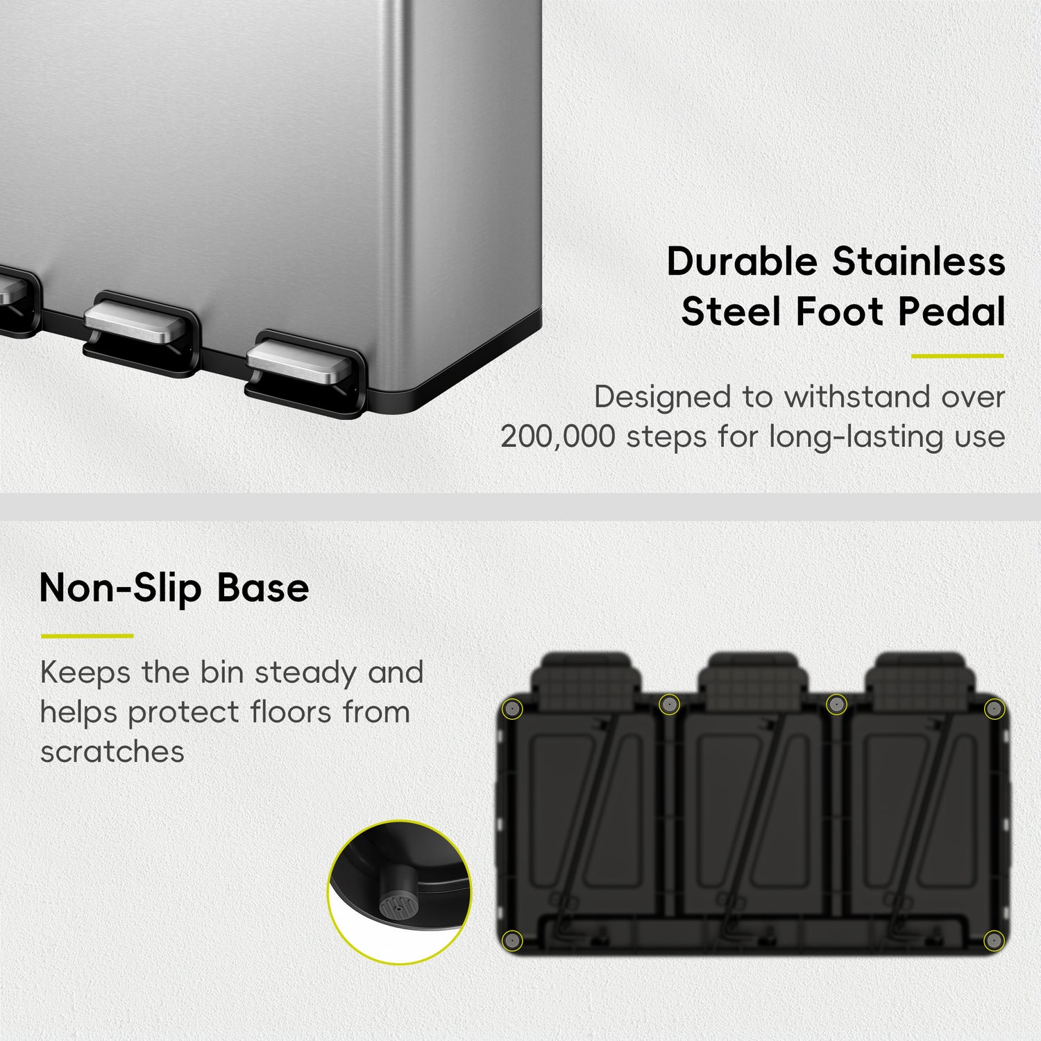 Ecocasa Plus Recycling Pedal Bin 18+18+18L