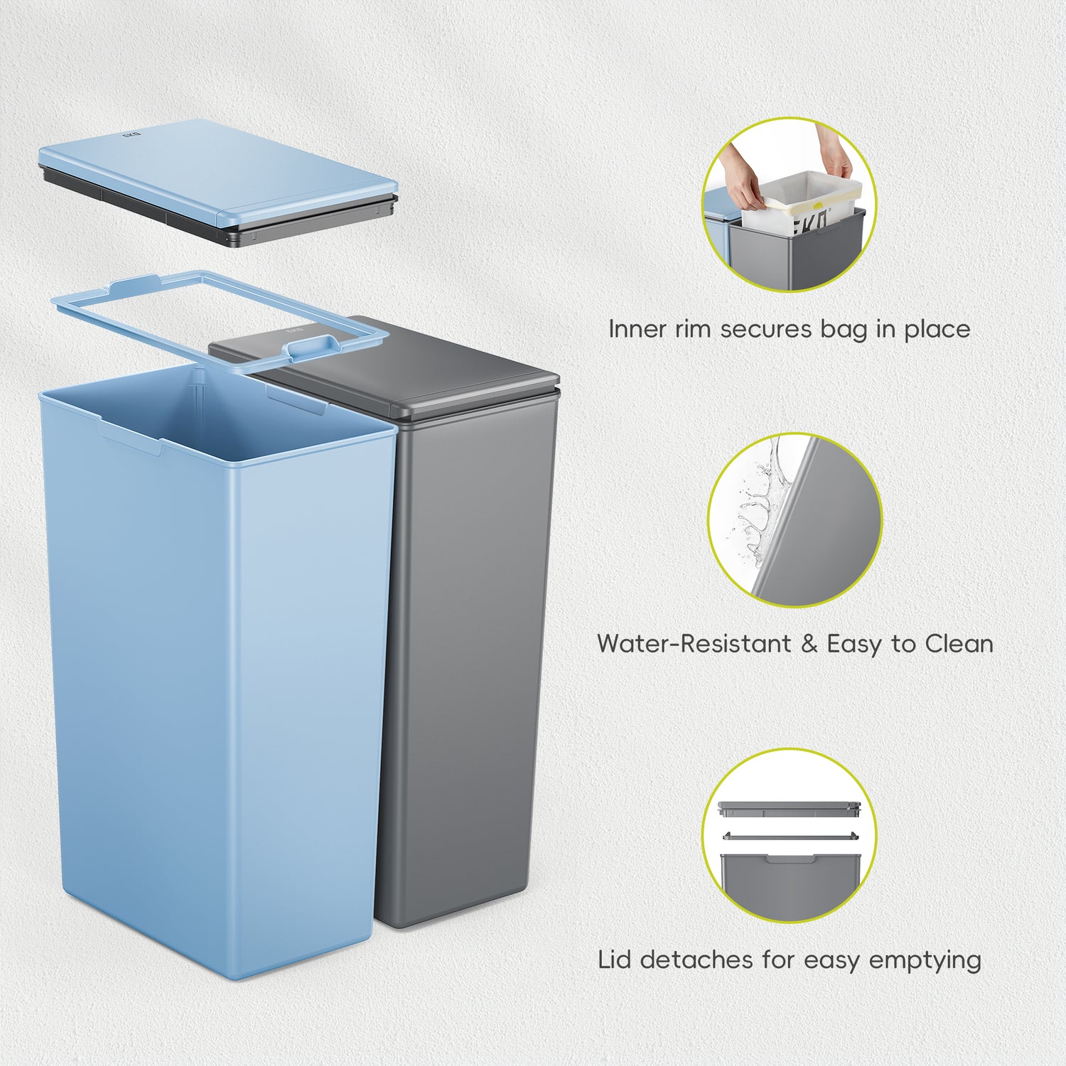 Morandi Touch Bin 40L Twin Pack