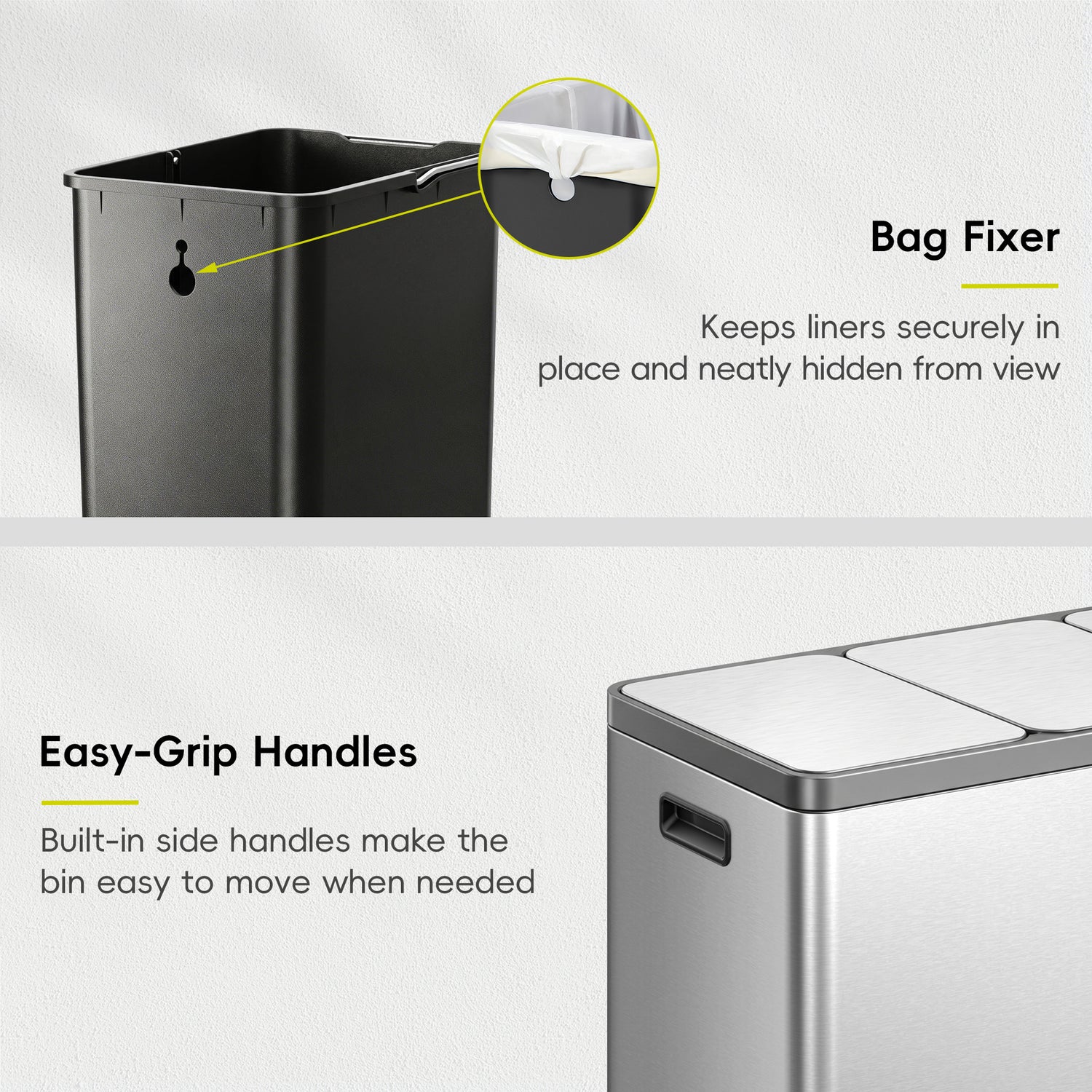 Ecocasa Plus Recycling Pedal Bin 18+18+18L