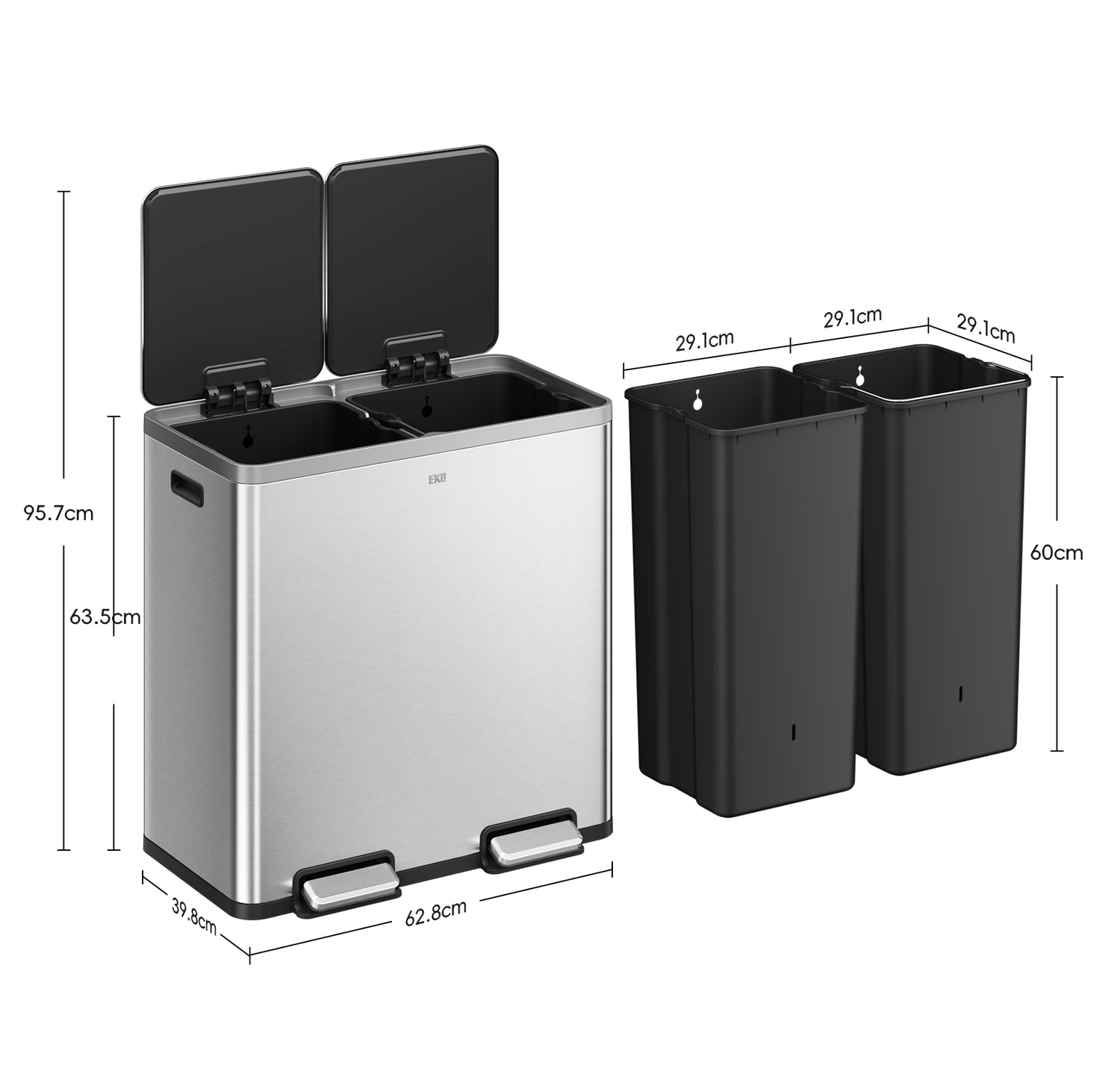 Ecocasa Plus Recycling Pedal Bin MT 40+40L