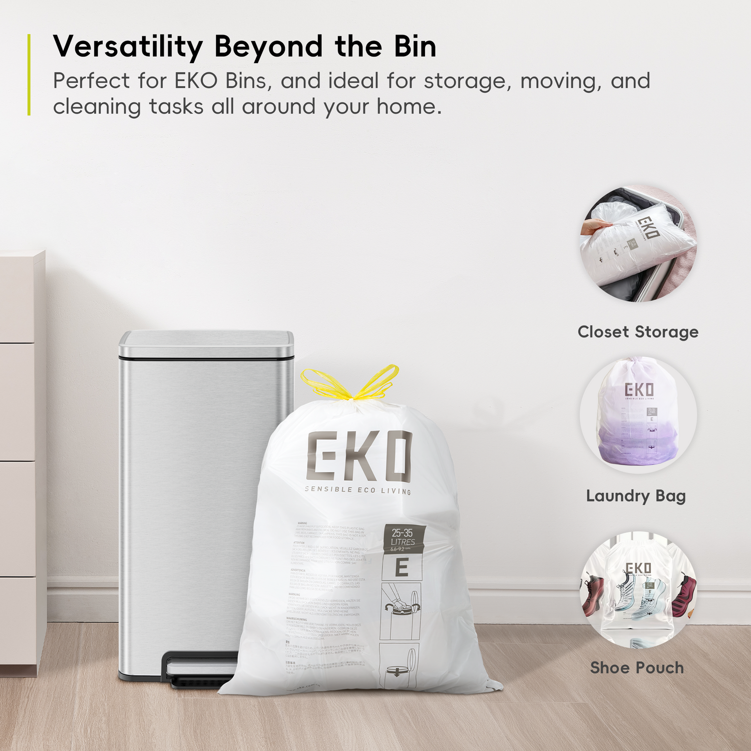 3 Pack of Size E Bin Liners 25L-35L