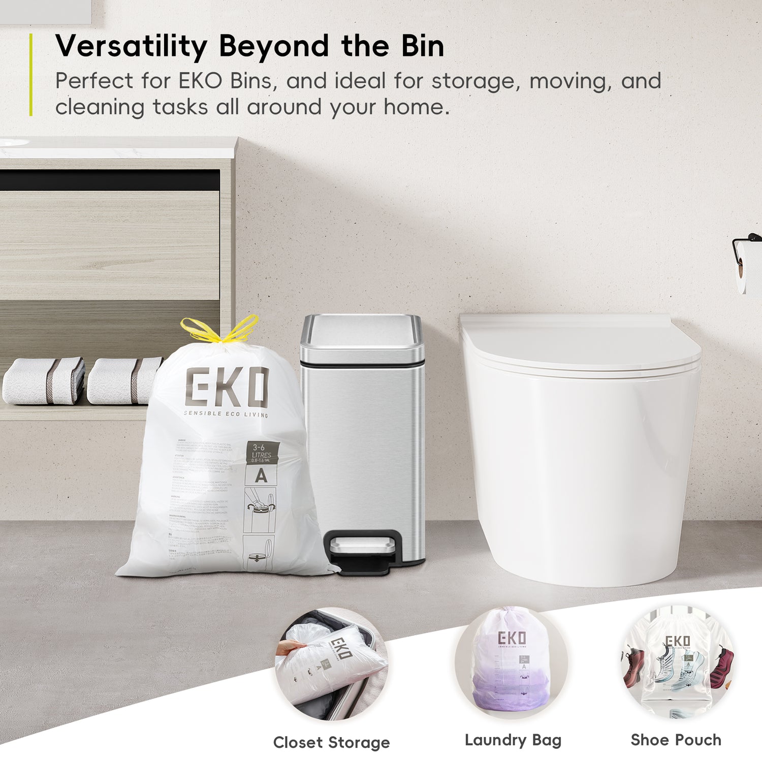 3 Pack of Size A Bin Liners 3L-6L
