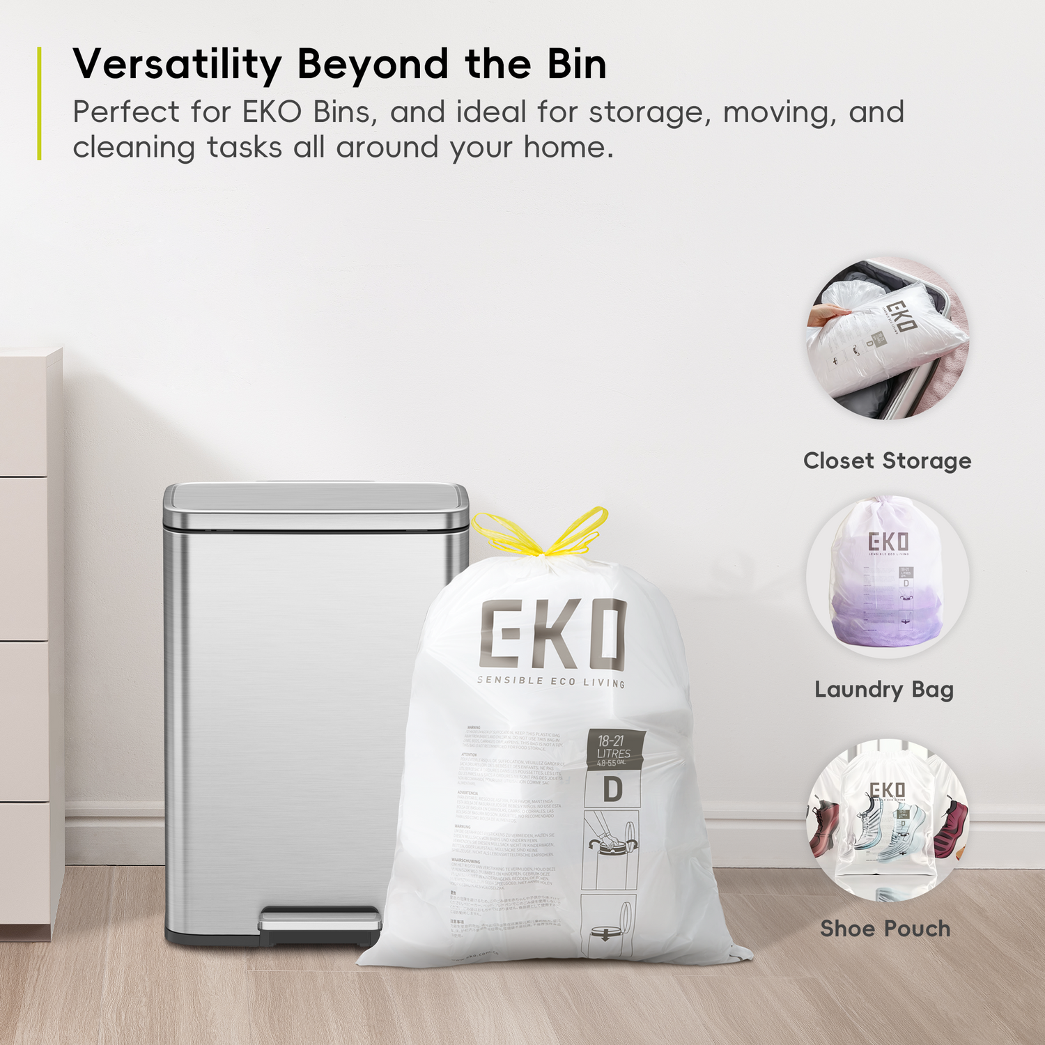 3 Pack of Size D Bin Liners 18L-21L