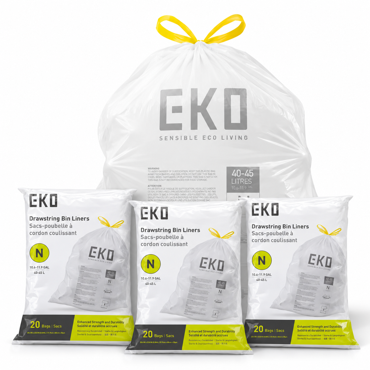 Size N Bin Liners 40L-45L, 20 bags