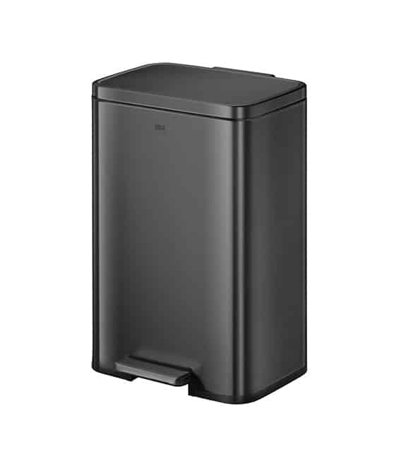 large capacity 45L matt black recycling bin with 2 internal buckets and built-in deodorizer compartment